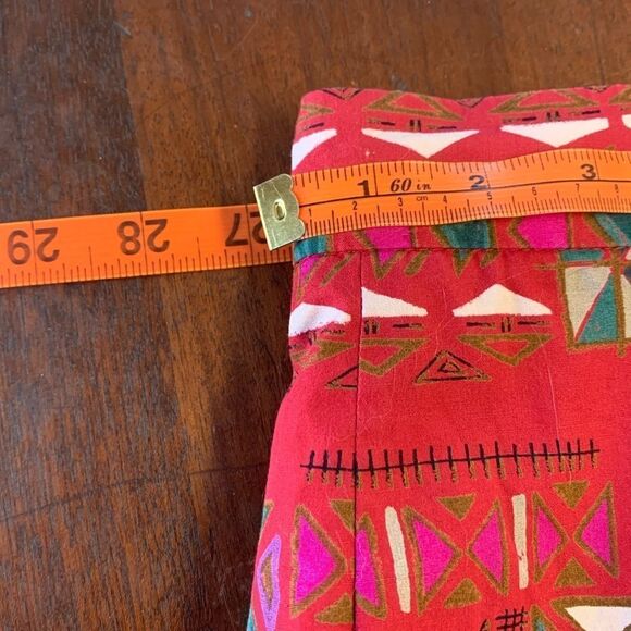 Vintage Red Geometric Shapes Skirt Mother of Pearl Buttons Sz 4 - Picture 5 of 10